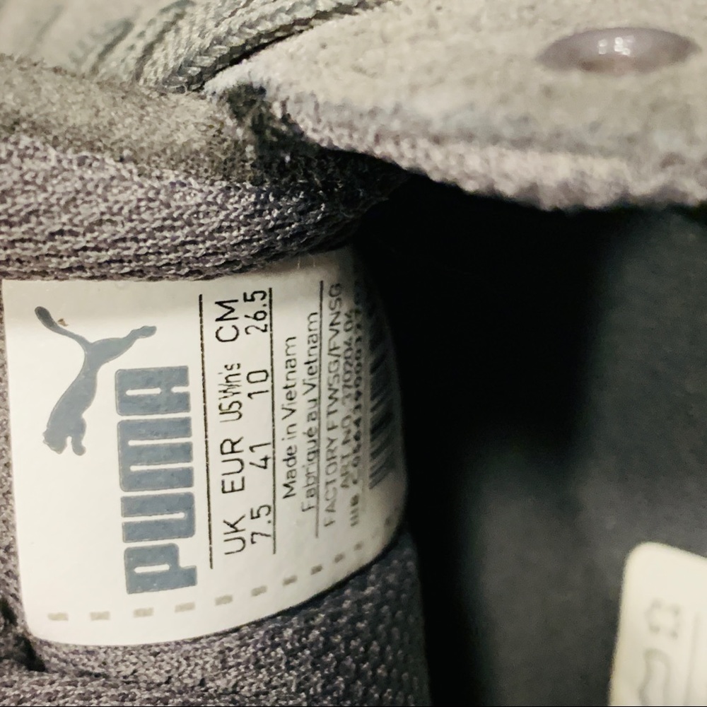 Puma, size 10, gray suede, memory foam inside